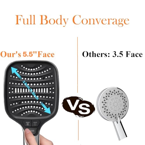 High Pressure 8-Mode Handheld Shower Head - Built in Power Wash for Clean, Hand Held Showerhead with 60 Inches Hose, Overhead Bracket, Anti-Clog Nozzle