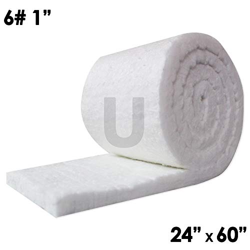 UniTherm Ceramic Fiber Insulation Blanket Roll, (6# Density, 2300&deg;F)(1"x24"x60") for Kilns, Ovens, Furnaces, Forges, Stoves and More!