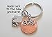 2025 Charm Layered Over 2025 Penny Keychain, with Cap and Diploma Charm, Graduate Gift