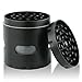DCOU New Design Premium Herb Grinder 2.2 Inches 4 Piece Spice Grinder with Pollen Catcher Durable Zinc Alloy Herb Grinder Spice Grinder (Black)