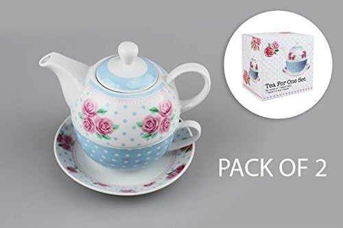 Tea For One Set 3pcs Porcelain Party Tableware Mugs Saucer Tea Pot Stacked x 2