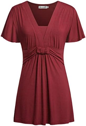 Ruffle Tunic Tops For Womens,Kissmay Dolman Batwing Sleeve Comfy Shirts Wine XXL