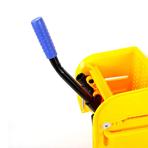 Poetsemmer met pers, 20 liter, vuilnisemmer, wisserwagen met pers, gele reinigingswagen voor trapreiniging… - Afbeelding 3