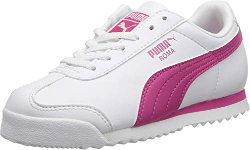 PUMA girls Roma Basic JR Sneaker , White/Fuchsia Purple, 5.5 M US Big Kid