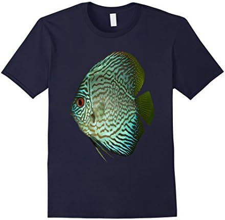 Mens Aquarium T-shirt Blue Discus Tropical Fish XL Navy