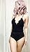 PERSUN Women's Lace Up Back Velvet Bodysuit Sleeveless Deep V Neck Bodysuit Leotards