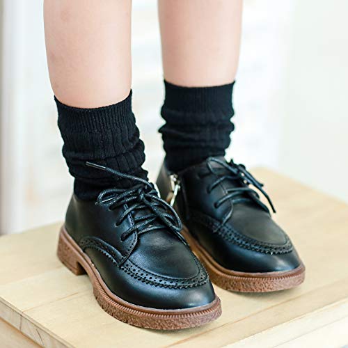 LANLEO 3 Pack Cotton Mid-Calf Ribbed Socks School Uniform Sports Tube Socks For Big Girls 3-12 Year Old 3 Pairs Navy M