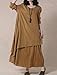 Mordenmiss Women's New Cotton Linen Long Sleeve Layered Dress Orange, One Size
