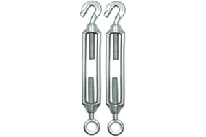 BRUFER QUALITY PRODUCTS BRUFER TE-05 Galvanized Hook & Eye Turnbuckle (3/8" (M10) - 2 Pack)