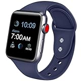 ATUP Sport Band Compatible with Apple Watch Band 38mm 40mm 42mm 44mm Women Men, Soft Silicone Replacement Bands for iWatch Apple Watch Series 4, Series 3, Series 2, Series 1 (Navy Blue, 38mm/40mm-S/M)