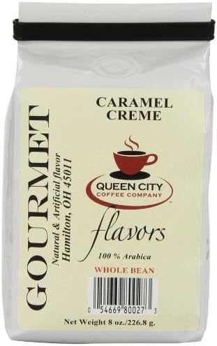 Queen City Caramel Creme Flavored Whole Bean Coffee, 8-Ounce Bags (Pack of 3)