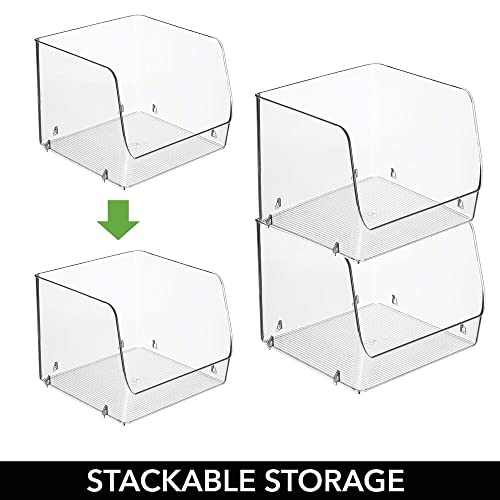 mDesign Large Stackable Plastic Bathroom Storage Organizer Bin Basket