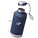 Mikash ArtMuseKits [Upgraded] Beer Growler 64 oz - Thermos Water Bottle - Insulated Stainless Steel Vacuum Water Jug Dark Blue for HOT and Cold Beverages - Black Neoprene Growler Carrier
