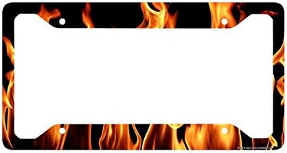 Airstrike Fire License Plate Frame, Fire License Plate Holder, Fire Car Tag Frame "Real Flames"-30-376