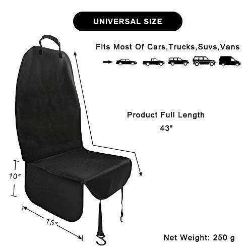 Wellbro Dog Car Front Seat Cover, Waterproof and Nonslip Pet Car Seat Protector with Elastic Straps, Side Flap and Anchor, Scratchproof Seat Mats for Cars, Trucks, Vans, and SUVs (Black) - Thumbnail 2