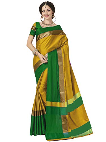 ELINA FASHION Sarees for Women Cotton Silk Woven Saree l Indian Diwali Gift Sari with Unstitched Blouse