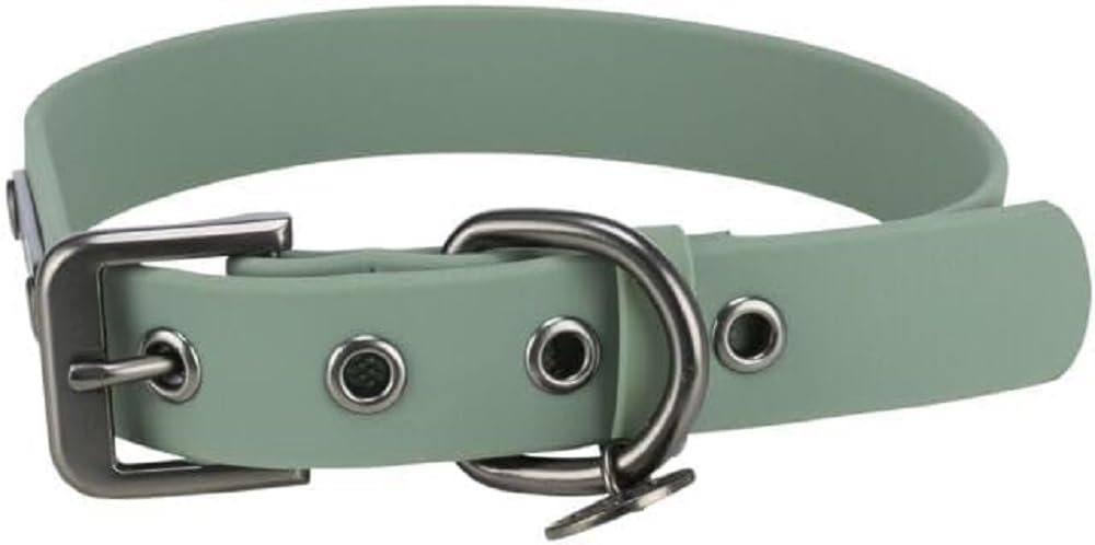 TRIXIE CityStyle L-XL Dog Collar 50-57 cm/30 mm Sage PVC Collar for Small - Medium Dogs, Adjustable, Water-Repellent & Wipe-Clean, 1971819