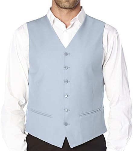 CONCITOR Men's Dress Vest Formal Waistcoat for Suit Solid BABY BLUE Color 48