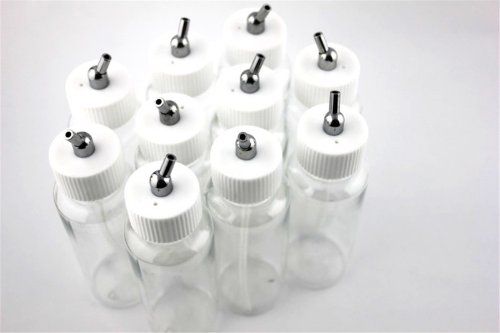 ABEST NEW 10PCS Airbrush Air Brush Plastic Bottle Jar 100cc / Standard Suction Lid