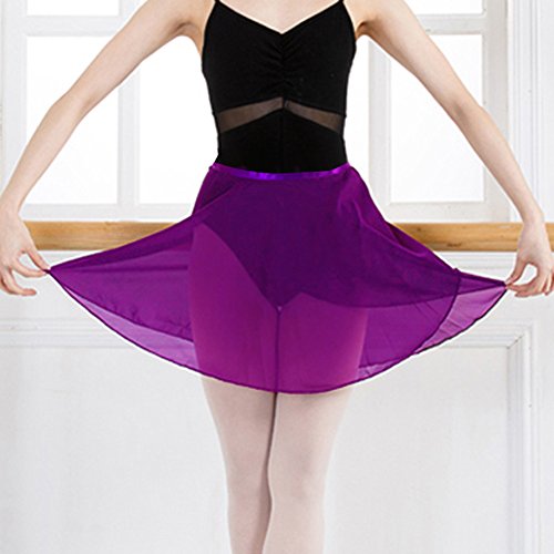 Wuchieal lady's Sheer Wrap Skirt Ballet Skirt Ballet Dance Dancewear (One size, Purple)