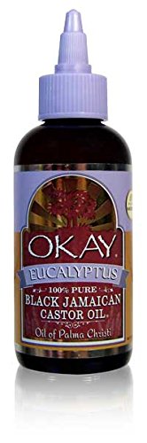 OKAY | Extra Dark 100% Natural Black Jamaican Castor Oil with Eucalyptus Oil | For All Hair Textures & Skin Types | Grow Strong, Healthy, Smooth and Thick Hair | Adds Shine | 4 oz