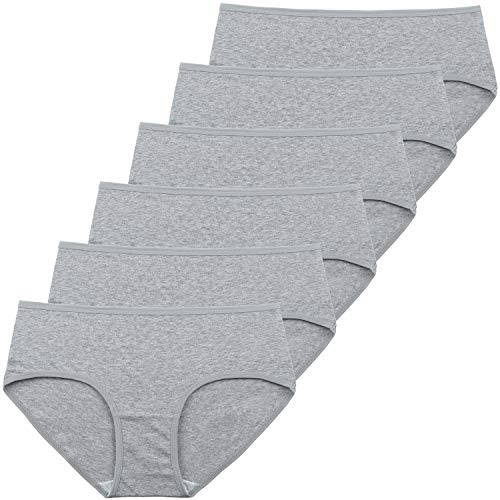 Innersy Damen Unterhosen Baumwolle Elastisch Bequem Einfache Slips 6Er Pack (M/40 Eu, Hellgrau)