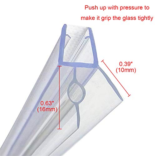 Cozylkx Frameless Shower Door Bottom Seal with Drip Rail for 3/8"(10mm