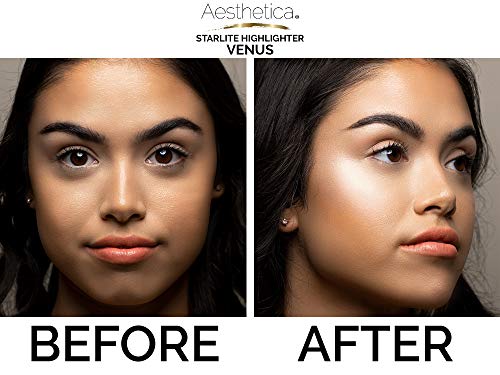 Aesthetica Starlite Highlighter - Metallic Shimmer Highlighting Makeup Powder - Venus (Pearlescent White)