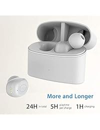 Auriculares inalámbricos True Wireless estéreo Bluetooth 5.0 in ear Headset con funda de carga micrófono integrado Premium sonido ligero Auto emparejamiento TWS auriculares inalámbricos para correr deporte Blanco