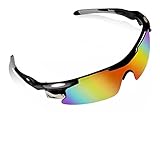 POSHEI P04 Polarized UV Protection Sports Glasses for Men or Women , Cycling Wrap Sunglasses with 5 Interchangeable Lenses Unbreakable , for Riding Driving Fishing Running Golf and Outdoor Activities