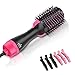 Growom One Step Hot Air Brush, Hair Dryer, Straightener, Curler, Hair Styler, Designer and Volumizer, with 3 Pcs Black and 3 Pcs Pink Plastic Alligator Hairgrips for All Hairstyles