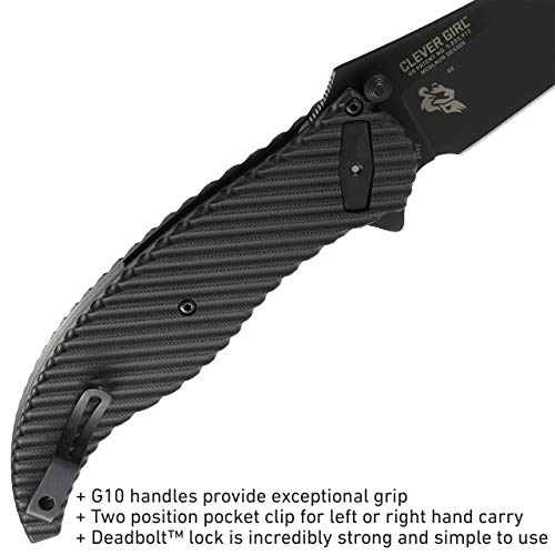 CRKT Clever Girl Folding Pocket Knife Heavy Duty Everyday Carry, Black