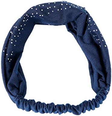 Caopixx Women Head Wrap Rhinestone Headband Turban Twist Hairband Hair Band Headwear (Navy)