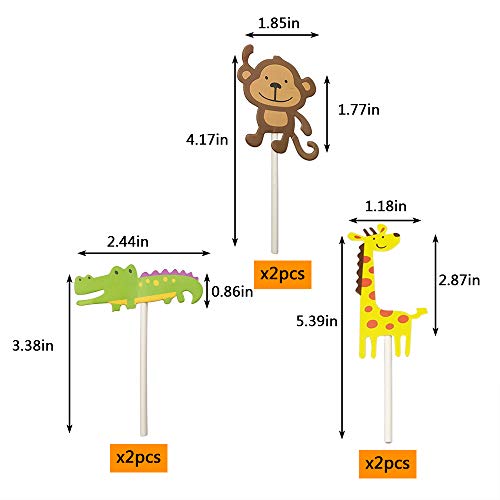 image for MUMULULU Jungle Safari Animal Cupcake Toppers Picks - 62pcs Animal The