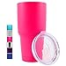 Pink Steel Vacuum Insulated Tumbler Cup, 30oz Insulated Tumbler Cup-(Pink)