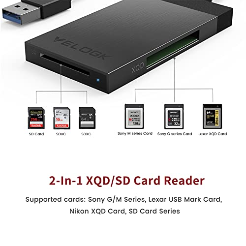 VELOGK XQD Card Reader USB 3.0, Aluminum Dual XQD/SD Memory Card Reader