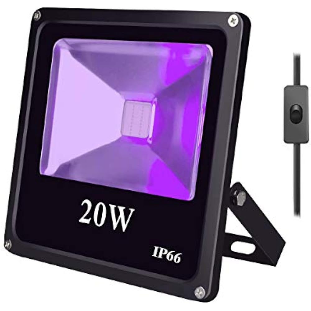 Black Light Fixtures UV Light, Escolite 395nm Ultraviolet 20W LED Flood
