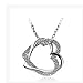 Dolland Charming Plated Infinite Crystal Love 2 Heart Pendant Necklace For Women,Silver White Drill