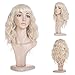 MelodySusie Mid Length Curly Wavy Wig for Women, 17 inches Hair Replacements Wig with Bang, Synthetic Fiber, Natural as Human Hair, for Halloween Party Cosplay Costume, Wig Cap Included, Light Blonde