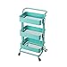 HollyHOME 3-Tier Metal Utility Service Cart Rolling Storage Shelves with Handles, Storage Utility Cart, Blue