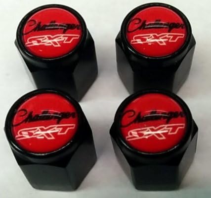 Dodge Challenger SXT Valve Stem Caps (Black - Red)