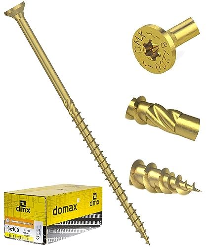 6mm x 100mm (Pack of 100) Yellow Hardened Countersunk Head Torx Wood Timber Construction Screw High Performacne Carpenter Screws J10-J13ABC