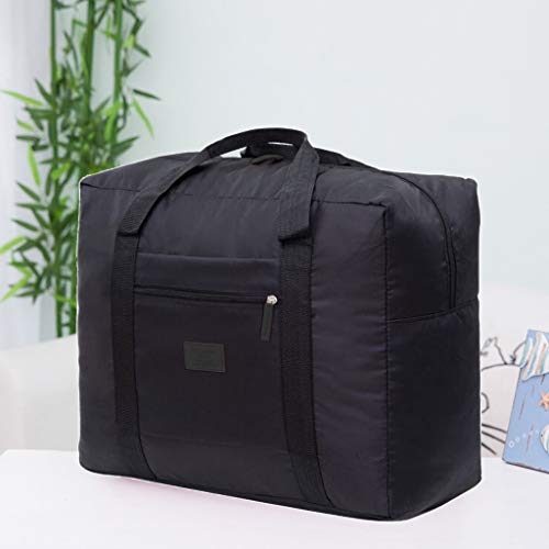 Chenway Waterproof Duffel Bag for Moving, Large Capacity Carry on Zipper Solid Durable Nylon Foldable Package Versatile Luggage Bags Organizers Carry on (Black)