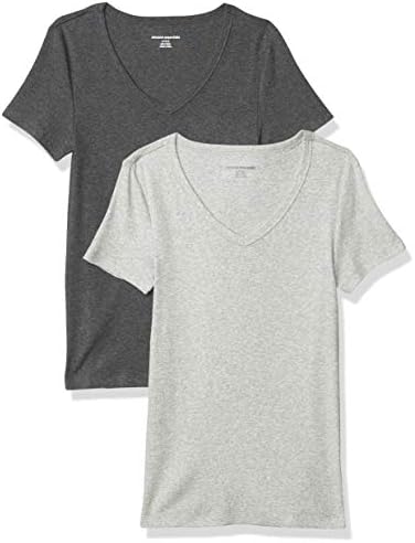 Amazon Essentials Women's 2-Pack Slim-Fit Short-Sleeve V-Neck T-Shirt 1 Amazon Essentials Women's 2-Pack Slim-Fit Short-Sleeve V-Neck T-Shirt