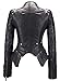 chouyatou Women's Fashion Studded Perfectly Shaping Faux Leather Biker Jacket