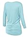 MIRITY Womens 3/4 Sleeve Boat Neck Cute Solid Shirring Dolman Drape Tops Color Blue Size XL