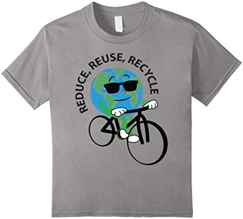 unisex-child Crew Neck T-shirt| Reduce, Reuse, Recycle Cool Earth 10 Slate