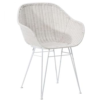 Armlehnstuhl Rattan Weiss