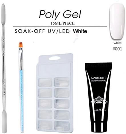 Vanvler Poly Gel 15ML Lasting 100PCS False Nails Double-end Nail Pusher Dead Skin Brush Set (A)