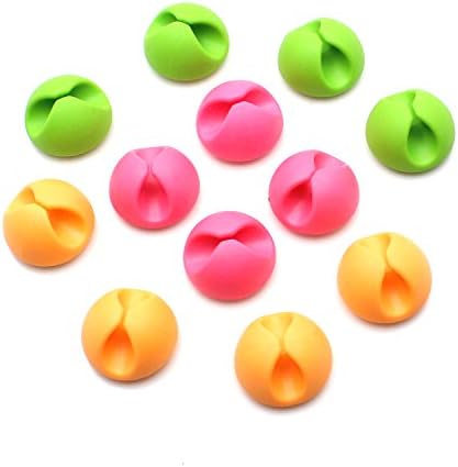 Wire Organizer Cable Clips - Rerii [12 Pack] Multi-purpose Adhesive Colorful Smart Desk Wire Clips, Desktop Wire Organizer Management System - Fast Deliver Guarantee(Fulfilled by Amazon,Normally can receive in 3 days)